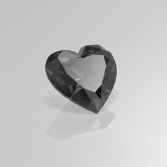 black diamond gemstone heart 3D render