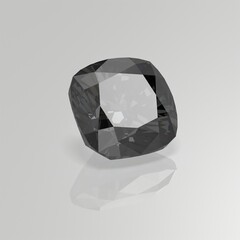 black diamond gemstone cushion square 3D render