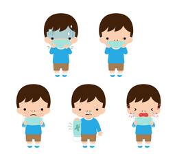 マスクを嫌がる幼児のイラスト