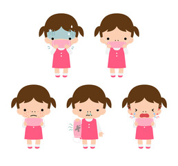 マスクを嫌がる幼児のイラスト