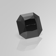 black onyx gemstone radiant square 3D render
