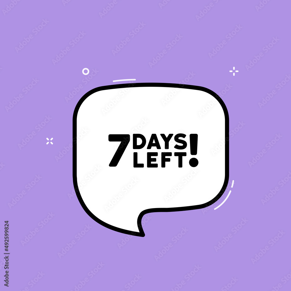 Poster speech bubble with 7 days left text. boom retro comic style. pop art style. vector line icon for bus
