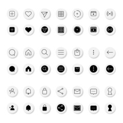 Social network icons on transparent background. 42 black and white social icons for your design.