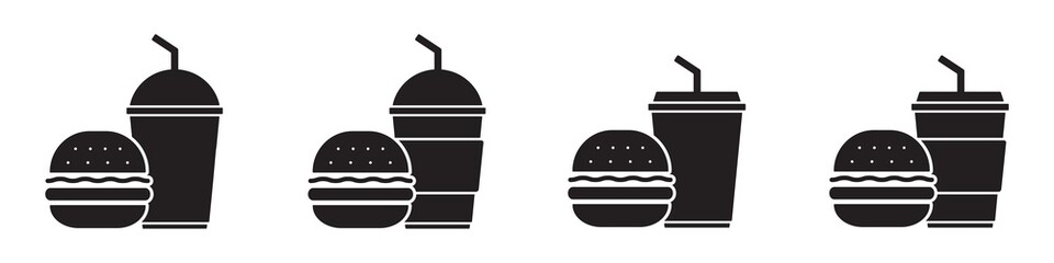 Food and drink icon. Burger and cup drink icon, vector illustration