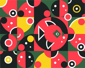 Geometric pattern with fish for packaging or print on clothes.