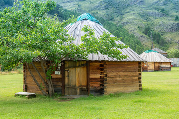 Khurtuyakh Tas, taiga yurts, Siberia, Republic of Khakassia, Russia