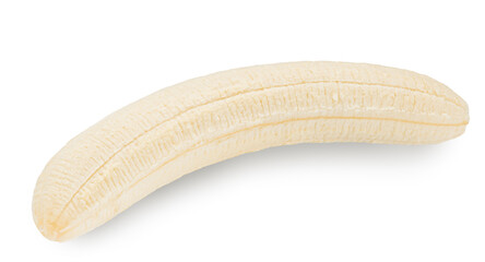 single peeled banana isolated on white. entire image in sharpness, texture