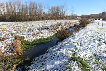 Paisajes nevados de Cervera de Pisuerga, municipio y villa de la provincia de Palencia.