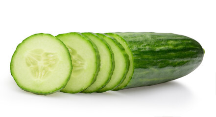 cucumber with slices isolated on white
