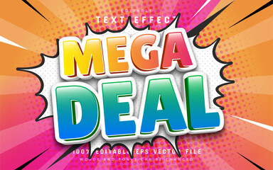 Fototapeta premium Mega deal comic style text effect