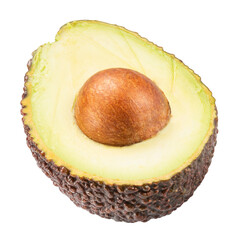 half avocadjo isolated on white. top view. the entire image is sharpness.