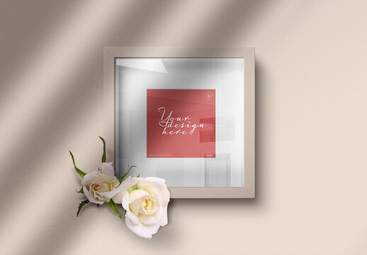 Square Frame Mockup with Roses