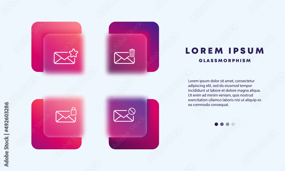 Poster notification icons set. clearing a message, private messages, and unread messages icons. message con