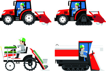 農業機械（トラクター・田植え機・コンバイン）を運転する女性