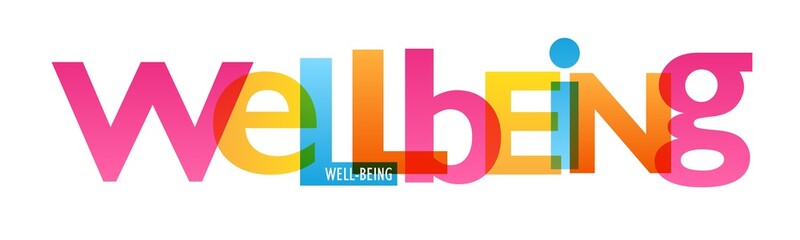 WELL-BEING colorful vector typography banner