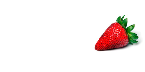 Single Fresh Red Ripe Strawberry on White Background