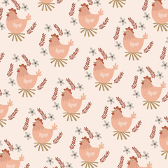 cute hen pattern. pattern For valentine, print, 
packaging, decoration, wallpaper and design, case phone, bed cover, pajamas, child pajamas
