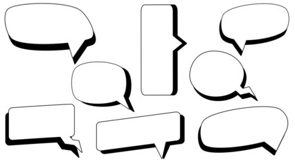 Obraz premium set of blank white speech bubble, conversation box, chat box, speak balloon, thinking balloon on white background