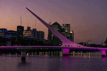 Puente de la Mujer in Puerto Madero at sunset in Buenos Aires, Argentina