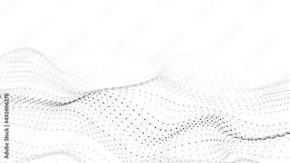 Aufkleber digital dynamic wave of particles. abstract white futuristic background. big data visualization. 3d 