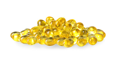 Gel pills on white background