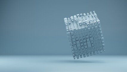 Abstract Satisfying Geometry Cube blue 3d Render