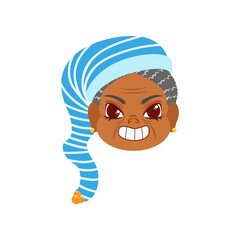 Isolated blue hat old woman christmas emoji cute face vector illustration