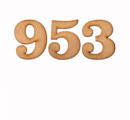 Number 953 - Piece of wood isolated on white background