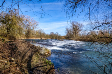 Naturwehr der Lippe bei Werne im Frühling