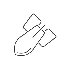 Aviation bomb, attack missile line vector icon.