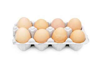 Farm Fresh Brown Eggs in an Egg Carton	 with Copy Space