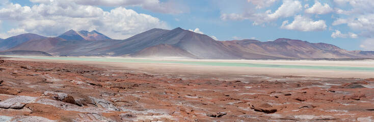 Piedras Rojas (Red Stones) a volcanic salt lagoon (4200 mts above sea level) surrounded by unqiue...