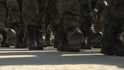 Army marching during their preparation for war combat in eastern Europe