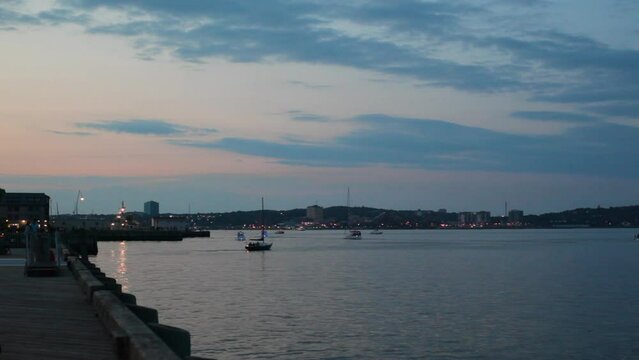 Halifax Waterfront Boardwalk At Sunset