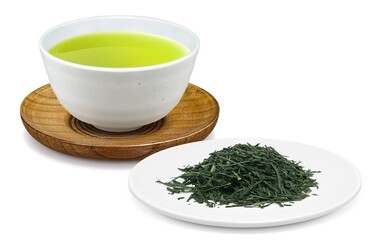 煎茶 緑茶 茶葉 イラスト リアル セット