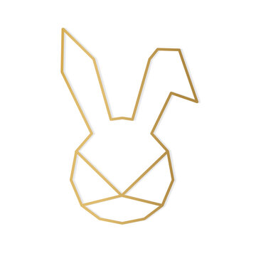 golden geometric bunny icon -vector illustration