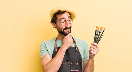 young crazy man artist