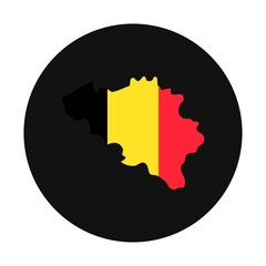 Belgium map silhouette with flag on black background