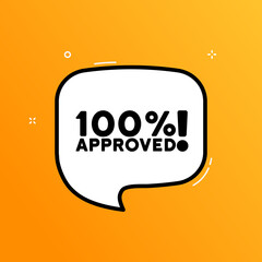 Speech bubble with 100 percent approved text. Boom retro comic style. Pop art style. Vector line icon for Business and Advertising