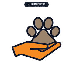 pet help. hand and paw print icon symbol template for graphic and web design collection logo vector illustration