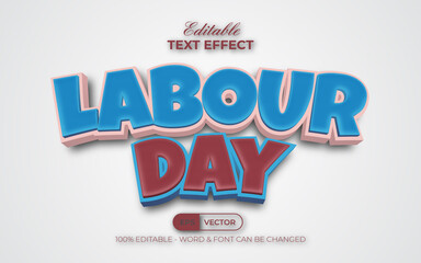 Labour day text effect cartoon style. Editable text effect.