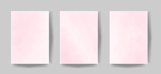 Pink watercolor wet wash splash 5x7 invitation card background collection. Vector illustration template for birthday, wedding , it's a girl card, social media, poster, Mother's day, Valentine's day.