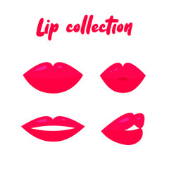 Collection of different lips on the background.