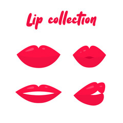Collection of different lips on the background.