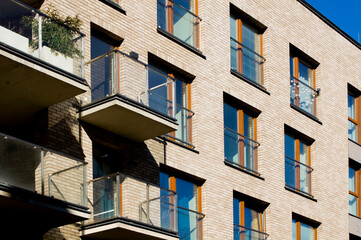 Obraz premium View of the modern building with balconies.