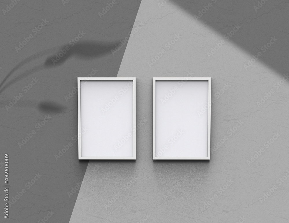 Poster picture frame background using 3d rendering and geometry. framed background mock-up for poster desig