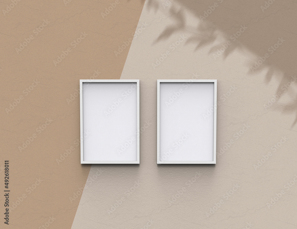 Poster picture frame background using 3d rendering and geometry. framed background mock-up for poster desig