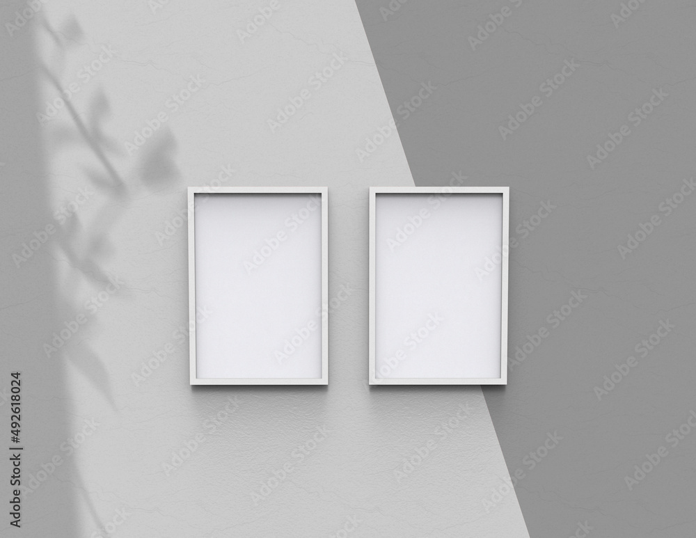 Poster picture frame background using 3d rendering and geometry. framed background mock-up for poster desig