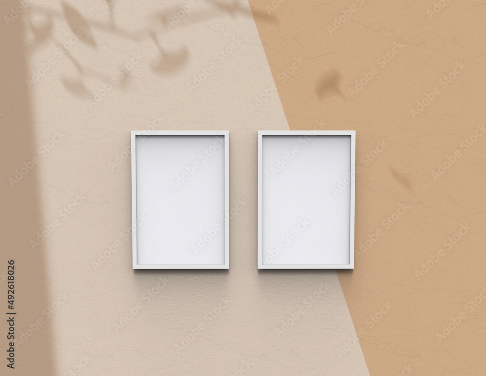 Poster picture frame background using 3d rendering and geometry. framed background mock-up for poster desig