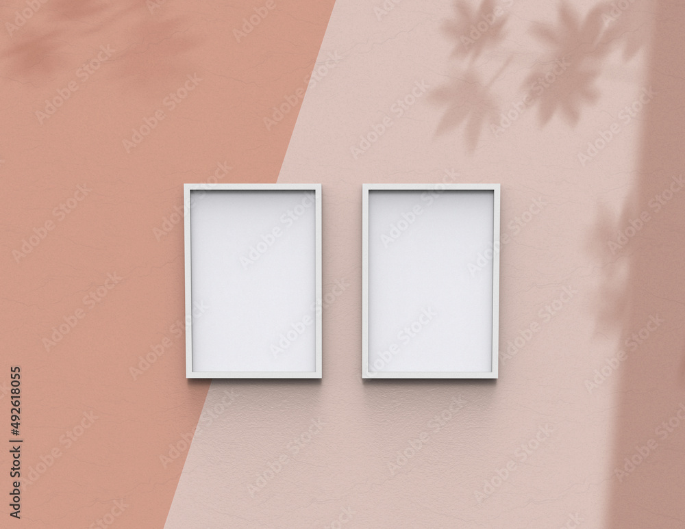 Poster picture frame background using 3d rendering and geometry. framed background mock-up for poster desig